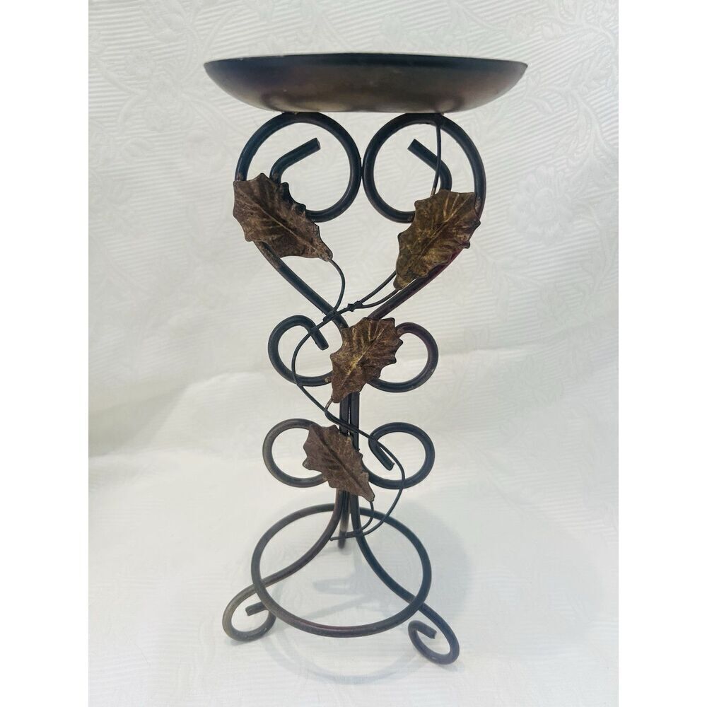 Mixed Metal Candle Holders Gold‎ Lead Design Large Candle Black 11.5”H